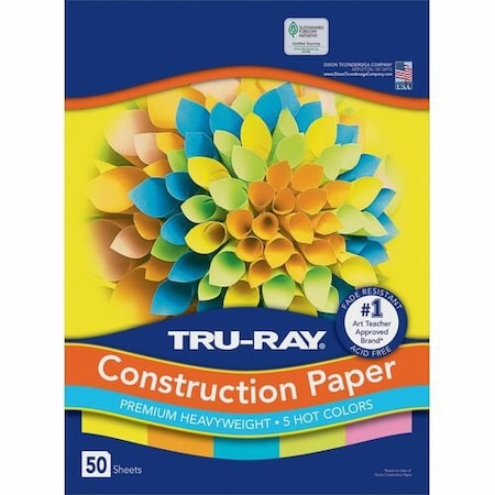 Pacon Sulphite Construction Paper, 12inx18in, Ast PAC6597